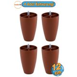 Badem10 4 Adet Vidalı (M8 INCE DİŞ) 12 Cm (KAHVE) Plastik Mobilya Yükseltici Koltuk Kanepe Ayağı Ayakları