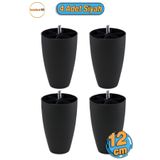 Badem10 4 Adet Vidalı (M8 INCE DİŞ) 12 Cm (SİYAH) Plastik Mobilya Yükseltici Koltuk Kanepe Ayağı Ayakları