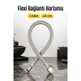 Badem10 40 cm Lavabo Batarya Flexi Hortumu Erkek Dişi Uçlu Paslanmaz Çelik Örgülü Su Bağlantı Hortumu (1 Ade