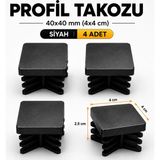Badem10 (40X40 Mm) 4 Adet Kademeli Iç Kelebek Profil Takozu Kare Masa Sandalye Sehpa Ayak Tapası Tıpa Papuç - Siyah