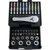 Badem10 41 Parça S2 Çelik Tornavida Bits ve Lokma Seti Mini Cırcır Kol Adaptörlü - Siyah