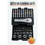Badem10 41 Parça S2 Çelik Tornavida Bits ve Lokma Seti Mini Cırcır Kol Adaptörlü