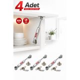 Badem10 (4ADET) Dolap Kapak Amortisörü 80N Gri 20 cm Gazlı Piston Kapak Hidroliği Mutfak Dolabı Pistonu