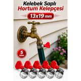 Badem10 [5 ADET] 13X19 Mm Kelebek Saplı Hortum Kelepçesi Vidalı Paslanmaz Çelik Ayarlanabilir Boru Klipsi