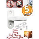 Badem10 (5 Adet) Bebek Çocuk Pimapen Pvc Kapı Pencere Emniyet Koruma Kilidi Mandalı Cam Kilidi Beyaz