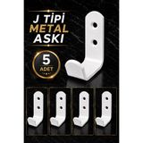 Badem10 [5 ADET] Beyaz Portmanto Askı Vestiyer Duvar Dolap Elbise Askısı Metal Mobilya Kapı Askılığı Askılık