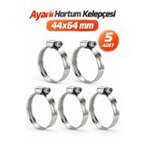 Badem10 [5 Adet] Hortum Kelepçesi Tork Ayarlı 44x64 mm Paslanmaz Çelik Boru Metal Kelepçe Ayarlanabilir klips