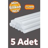 Badem10 (5 ADET) Ince Mum Silikon 7.4 Mm Çubuk Sıcak Silikon Hobi Hediyelik Eşya Maket Yapıştırma Slikon