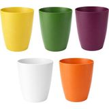 Badem10 (5 Adet) Kırılmaz Plastik Dekoratif Farklı Renkte Balkon Orkide Bitki Saksı Seti Orkide Saksısı - 15 cm - --