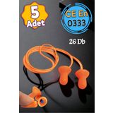 Badem10 (5 ADET) Kulak Tıkacı 26 Db Yıkanabilir Ipli Tıkaç Gürültü Ses Önleyici Yüzme Su Kaçma Koruyucu