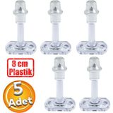 Badem10 5 Adet Mobilya Kapı Arkası Kolu Stoperi Tamponu (Plastik Şeffaf 8 Cm) Stopu Durdurucusu Tutucu Tutacağı