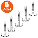 Badem10 5 Adet Noktalı Portmanto Vestiyer Duvar Askısı Krom Metal Dolap Elbise Askılığı