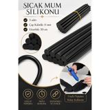 Badem10 (5 ADET) Siyah Renk Kalın Sıcak Mum Silikon 11 mm Çubuk Hobi Süs Hediyelik Eşya Maket Yapıştırma Sli