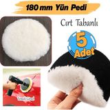 Badem10 ( 5 Adet ) Yün Ped Ø 180 mm Pasta Cila Polisaj Süngeri Cırt Tabanlı Kuzu Postu Yünü Keçesi Parlatma - 0,25 lt
