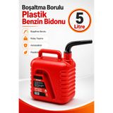 Badem10 5 lt Plastik Boşaltma Borulu Antistatik Benzin Bidonu