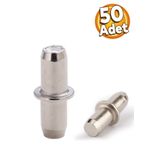 Badem10 50 Adet Raf Pimi Cam Ahşap Metal Raf Tutucu Çivisi Mobilya Metal Dolap Pimi