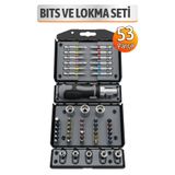 Badem10 53 Parça Cırcırlı Tornavida Bits ve Lokma Seti S2 Çelik Uçlu Cr V Lokma Ev ve Profesyonel Tamir Seti