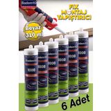 Badem10 (6 ADET) Güçlü Montaj Yapıştırıcısı 310 ml Mutfak Banyo Dolap Beton Fayans Mermer Korniş Sıvı Çivi