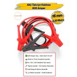 Badem10 600 Amper Akü Takviye Kablosu 2.2 Metre 16mm² Kalınlık 6V/12/24V Araç Araba Oto Akümülatör Sarj Şarj