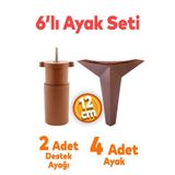 Badem10 6'lı Set Mobilya Tv Ünitesi Çekyat Koltuk Kanepe Destek Ayağı 12 Cm Kahve Ahşap Desen Baza Ayakları