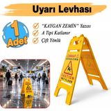Badem10 A Tipi Kaygan Zemin Uyarı Levhası Pvc Plastik Katlanır Tek Parça Dik Duran Çift Yönlü Belirteç Yazı - 62x26 - 1 Adet