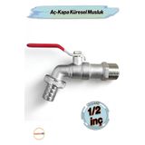 Badem10 Aç Kapa 1/2 Küresel Musluk Çeşme Lavabo Banyo Mutfak Musluğu Bahçe Çeşmesi Tek Çıkışlı Batarya