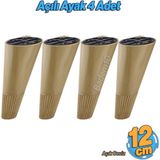 Badem10 Açılı Konik 12 cm Açık Ceviz 4 Adet Ayak Mobilya Yükseltici Baza Ayağı Koltuk Kanepe Puf Ayakları