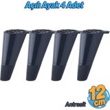 Badem10 Açılı Konik 12 cm Antrasit 4 Adet Ayak Mobilya Yükseltici Baza Ayağı Koltuk Kanepe Altı Puf Ayakları