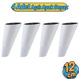 Badem10 Açılı Konik 4 Adet Beyaz 12 Cm Mobilya Yükseltici Baza Ayağı Koltuk Kanepe Altı Puf Ayakları