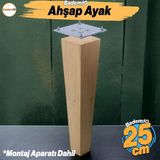 Badem10 Ahşap Ayak 25 cm Kare Bağlantı Aparatı Dahil Mobilya Koltuk Kanepe Sehpa Masa Ayağı Ayakları Boyasız