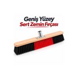 Badem10 Ahşap Çalı Fırçası 80 cm Bahçe Temizlik Fırçası Dayanıklı Sert Kıllı Ot Yaprak Süpürme Fırçası