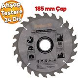 Badem10 Ahşap MDF Mobilya Tahta Sunta Dolap Kesme Testeresi Metal Elmas Testere 185 mm 24 Diş