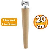 Badem10 Ahşap Mobilya Koltuk Kanepe Sehpa Masa Ayağı Ayakları M8 Civatalı 20 Cm + Bağlantı Aparatlı 8'li Set