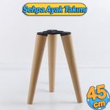 Badem10 Ahşap Sehpa 3'lü Ayak Takımı 45 cm Zigon Puf Tabure Ayağı Masa Ayakları 45 cm Bağlantı Aparatı Dahil