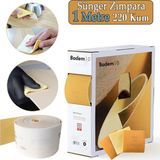 Badem10 Ahşap Sünger Zımpara Kağıdı Mutfak Banyo Bulaşık Süngeri Bant Kağıt Süngerli Zımpara 1 Metre 220 Kum