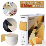 Badem10 Ahşap Sünger Zımpara Kağıdı Mutfak Banyo Bulaşık Süngeri Bant Kağıt Süngerli Zımpara 5 Metre 180 Kum
