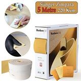 Badem10 Ahşap Sünger Zımpara Kağıdı Mutfak Banyo Bulaşık Süngeri Bant Kağıt Süngerli Zımpara 5 Metre 220 Kum