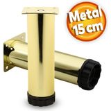 Badem10 Akça Ayarlanabilir Mobilya Kanepe Koltuk Baza Yükseltme Yükseltici Ayağı Metal Ayakları 15 Cm Gold