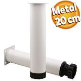 Badem10 Akça Ayarlanabilir Mobilya Kanepe Koltuk Baza Yükseltme Yükseltici Ayağı Metal Ayakları 20 Cm Beyaz