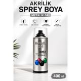 Badem10 Akrilik Sprey Boya Koyu Metal Gri 400 ML Dekoratif Yenileme İçin Çok Amaçlı Dayanıklı Sprey Boya