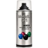 Badem10 Akrilik Sprey Boya Metalik Gri 400 ml Hızlı Kuruyan Parlak Yüzey Ahşap Metal Plastik Uyumlu