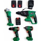 Badem10 Akülü Profesyonel 4'lü Takım Seti Vidalama Hilti Darbeli Matkap Taşlama Somun Sıkma Makinesi Seti