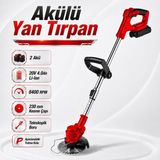 Badem10 Akülü Şarjlı Yan Tırpan Çift Akülü 20V 4.0AH Teleskopik Çim Ot Çalı Biçme Kesme Makinesi 230 mm Disk