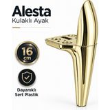 Badem10 Alesta 16 cm Kulaklı Altın Kaplama Sert Plastik Sehpa Ayağı Mobilya Kanepe Koltuk Ayağı Ayak
