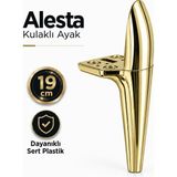 Badem10 Alesta 19 cm Kulaklı Altın Kaplama Sert Plastik Sehpa Ayağı Mobilya Kanepe Koltuk Ayağı Ayak