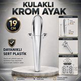 Badem10 Alesta Kulaklı Krom Kaplama Plastik Sehpa Ayağı 19 cm Mobilya Kanepe Koltuk Ayağı Ayak