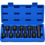 Badem10 Allen Bits Lokma Seti 10 Parça 1/2" Cr-Mo Çeliğicr-Mo Darbeli Uzun Alyan Lokma Takımı H5-H19 78 mm - Siyah