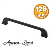 Badem10 Alperen Düz Mobilya Mutfak Dolabı Çekmece Dolap Kapak Kulpu 128 mm Kulbu Siyah Metal Kulp