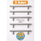 Badem10 Alteta (128 mm - 12.8 cm) İnox Metal 5 Adet Mobilya Mutfak Çekmece Dolap Dolabı Kulbu Kulpu Kulpları