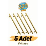 Badem10 Alteta Gold Altın 320 mm Metal Mobilya Kulp 5 ADET Mutfak Dolap Çekmece Dolabı Kapak Kulpları Kulbu
